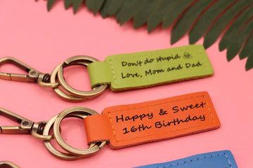 Colorful Personalized Leather Keychain , Real Leather, Same Day Shipping, Free Shipping US-Lucasgift