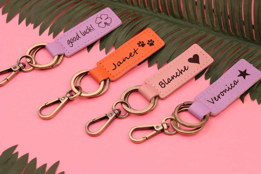 Colorful Personalized Leather Keychain , Real Leather, Same Day Shipping, Free Shipping US-Lucasgift