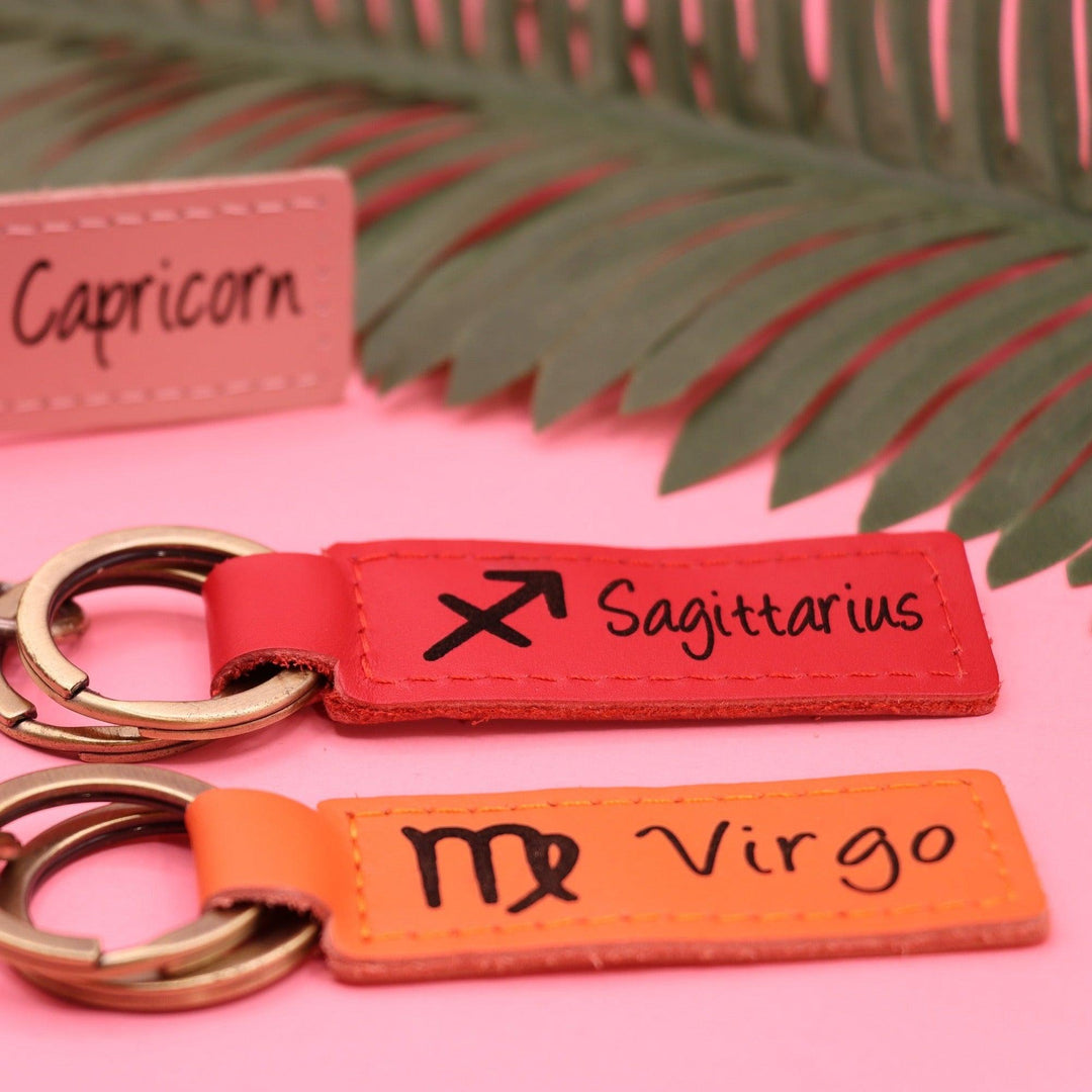 Colorful Leather ZODIAC Keychain-Lucasgift