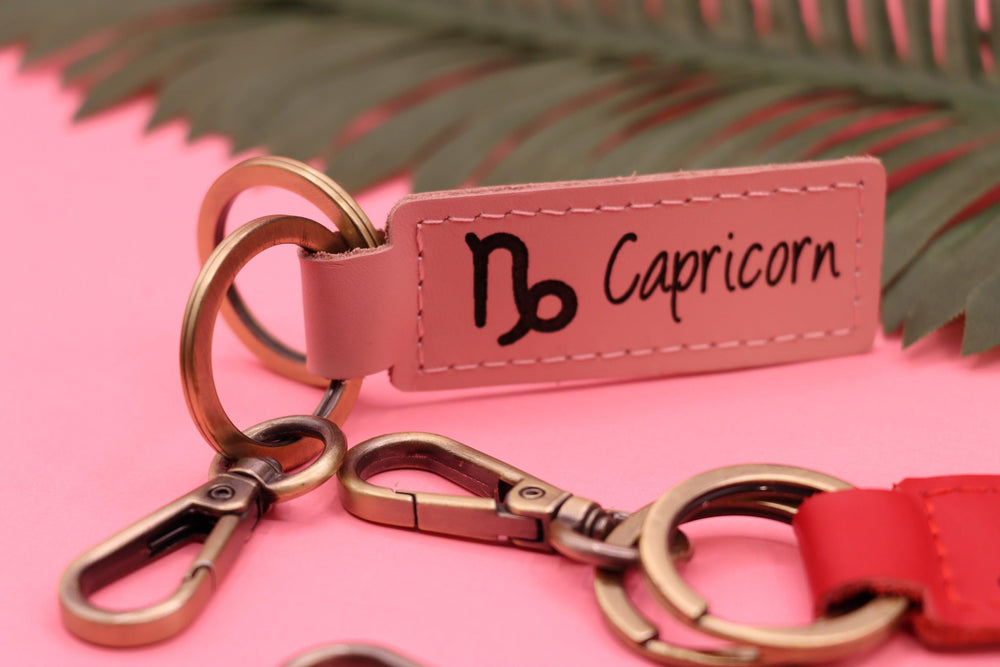 Colorful Leather ZODIAC Keychain , Real Leather, Same Day Shipping, Free Shipping US-Lucasgift