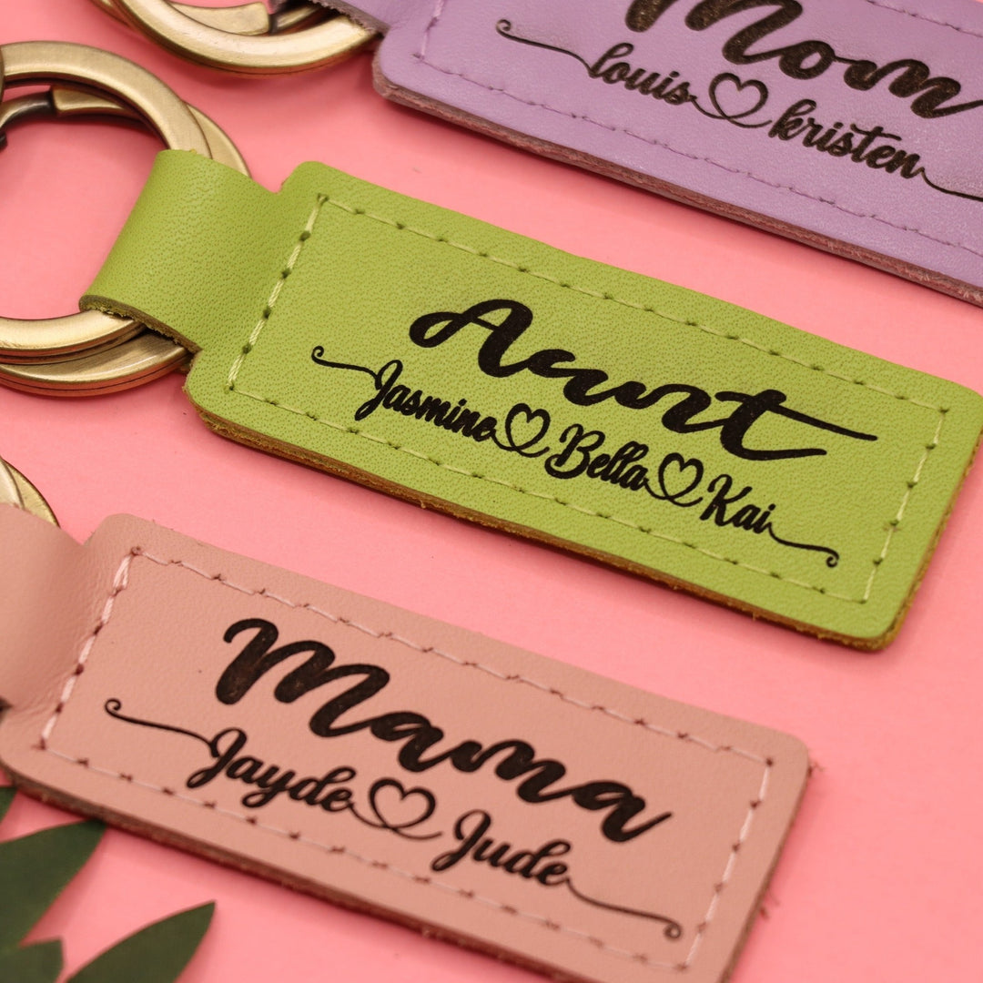 Colorful Leather Mama Keychain , Real Leather, Same Day Shipping, Free Shipping US-Lucasgift