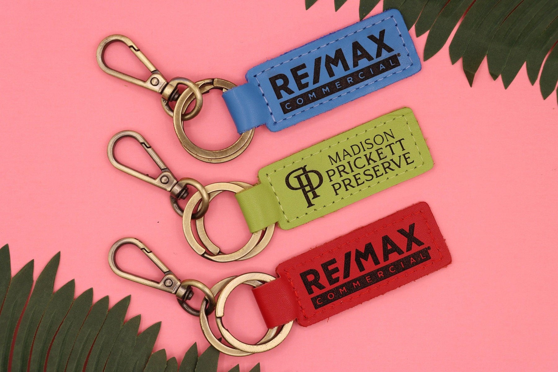 Bulk Colorful Leather Logo Keychain - Corporate Gift