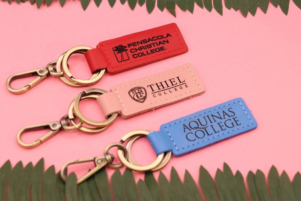 Colorful Leather University Keychain , Real Leather, Same Day Shipping, Free Shipping US-Lucasgift
