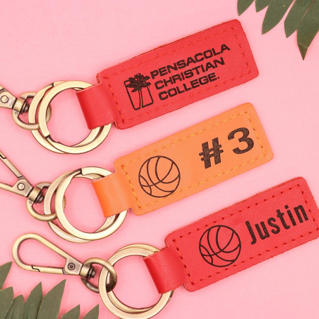 Colorful Leather Basketball Keychain-Lucasgift