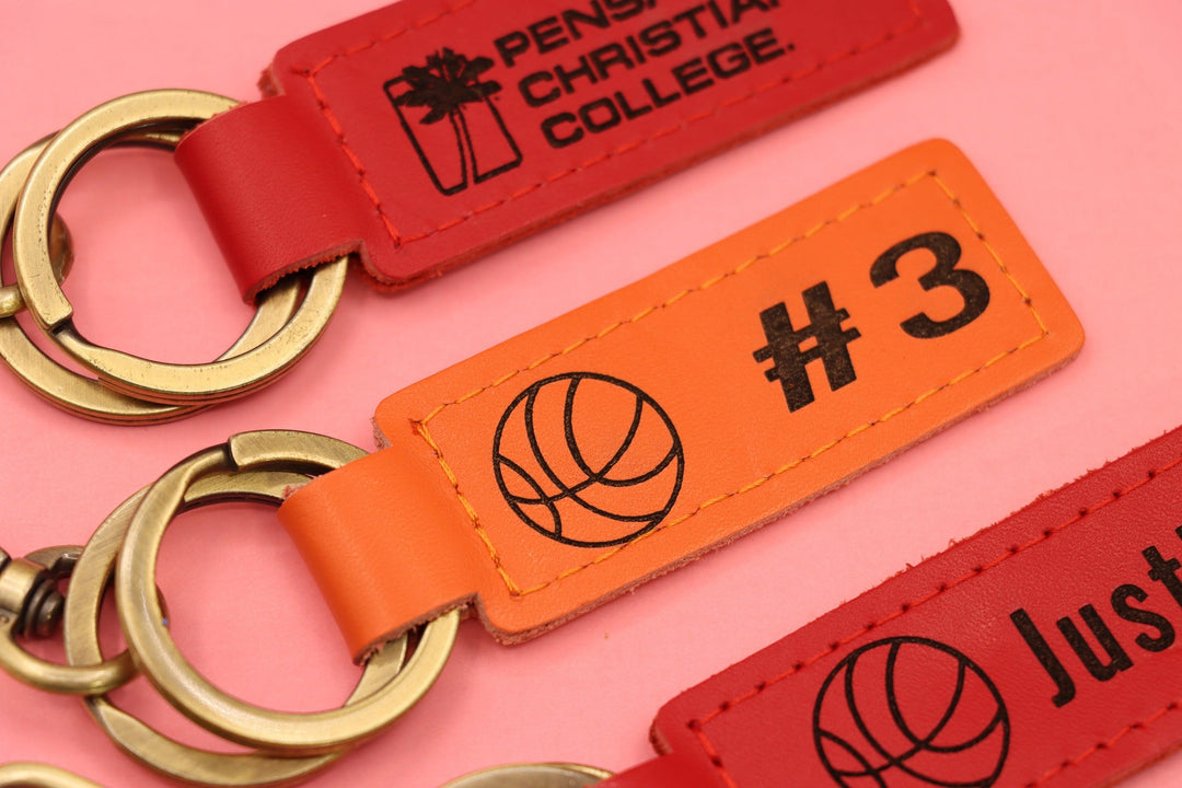 Colorful Leather Basketball Keychain