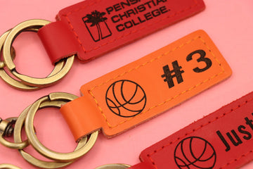 Colorful Leather Basketball Keychain