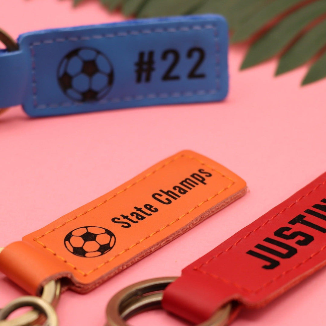 Colorful Leather Soccer Keychain-Lucasgift