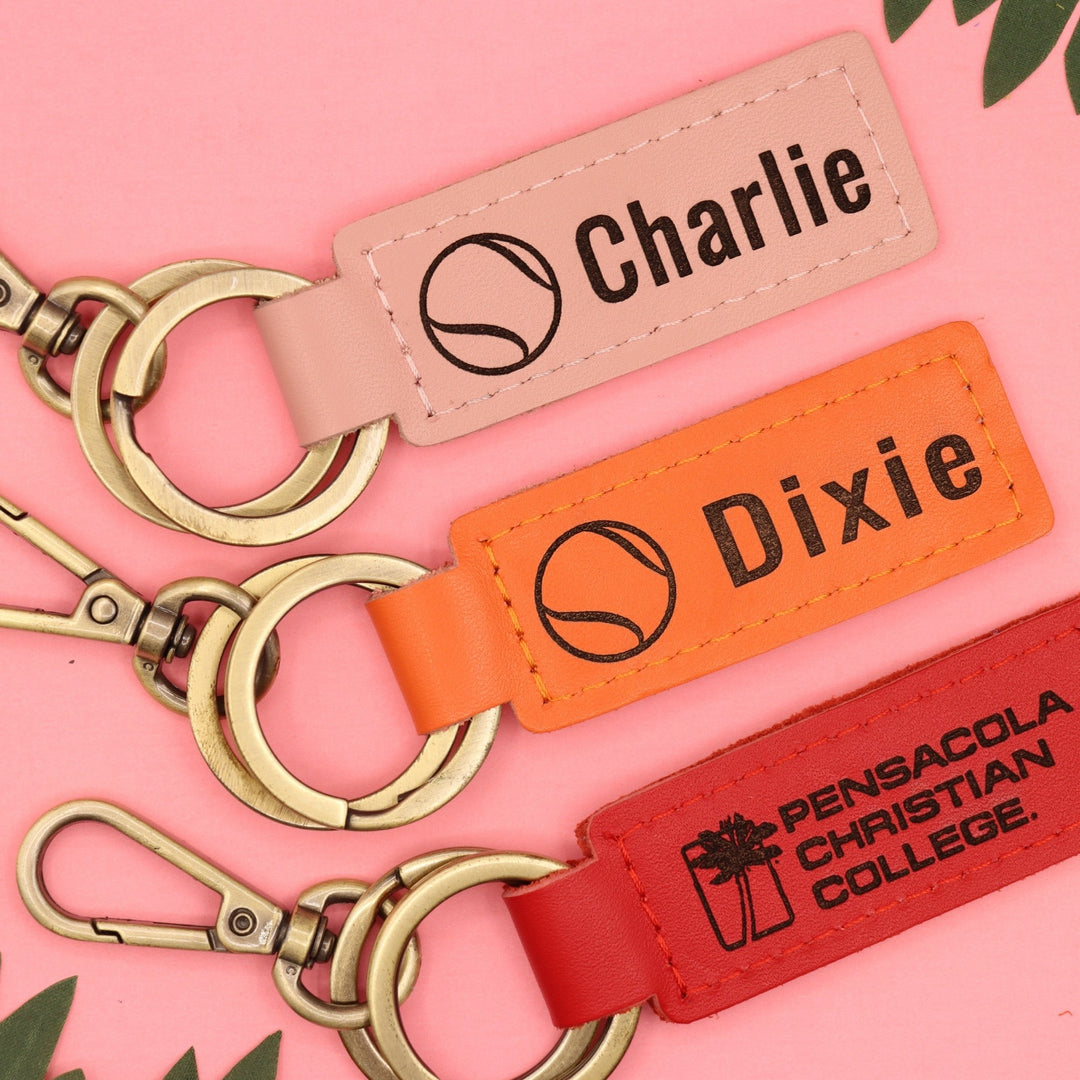 Colorful Leather Tennis Keychain