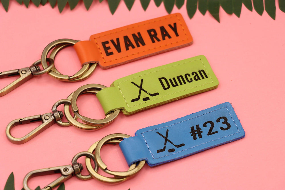 Colorful Leather Ice Hockey Keychain-Lucasgift