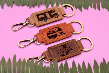 Set of 3 Camper Leather Keychain with Heavy Duty Ring & Clasp