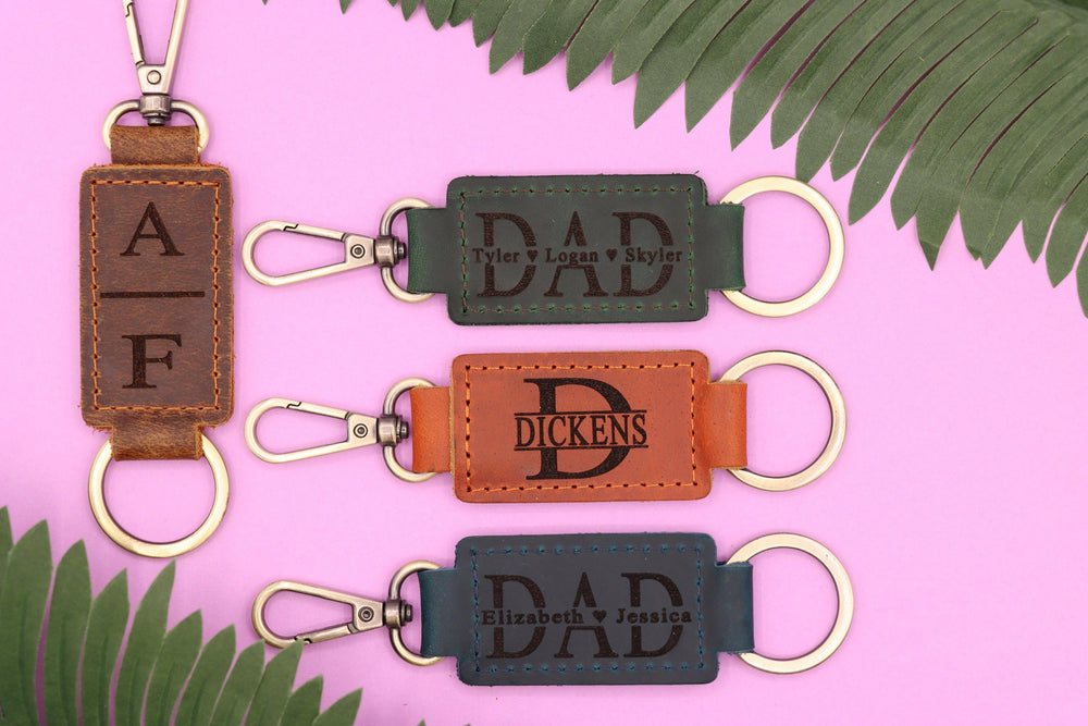 Leather DAD Keychain with Heavy Duty Ring and Clasp , Real Leather, Same Day Shipping, Free Shipping US-Lucasgift