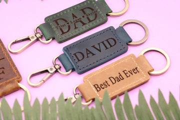 Leather DAD Keychain with Heavy Duty Ring and Clasp