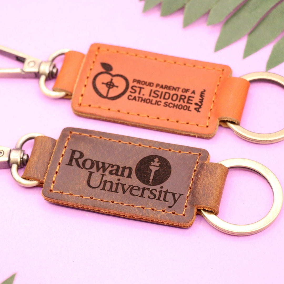 Leather University Keychain with Heavy Duty Ring and Clasp , Real Leather, Same Day Shipping, Free Shipping US-Lucasgift