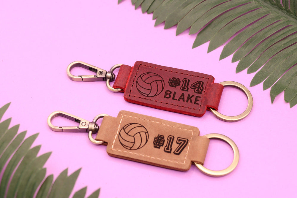 Leather Volleyball Keychain with Heavy Duty Ring and Clasp , Real Leather, Same Day Shipping, Free Shipping US-Lucasgift