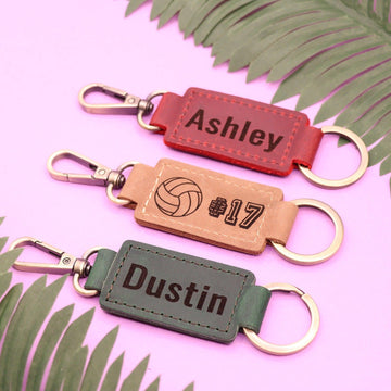 Leather Volleyball Keychain with Heavy Duty Ring and Clasp-Lucasgift