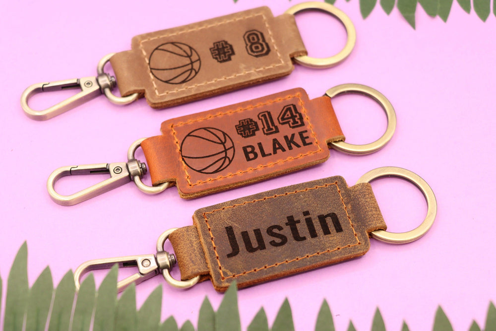 Leather Basketball Keychain with Heavy Duty Ring and Clasp-Lucasgift