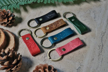 Embossed Leather Keychain , Real Leather, Same Day Shipping, Free Shipping US-Lucasgift