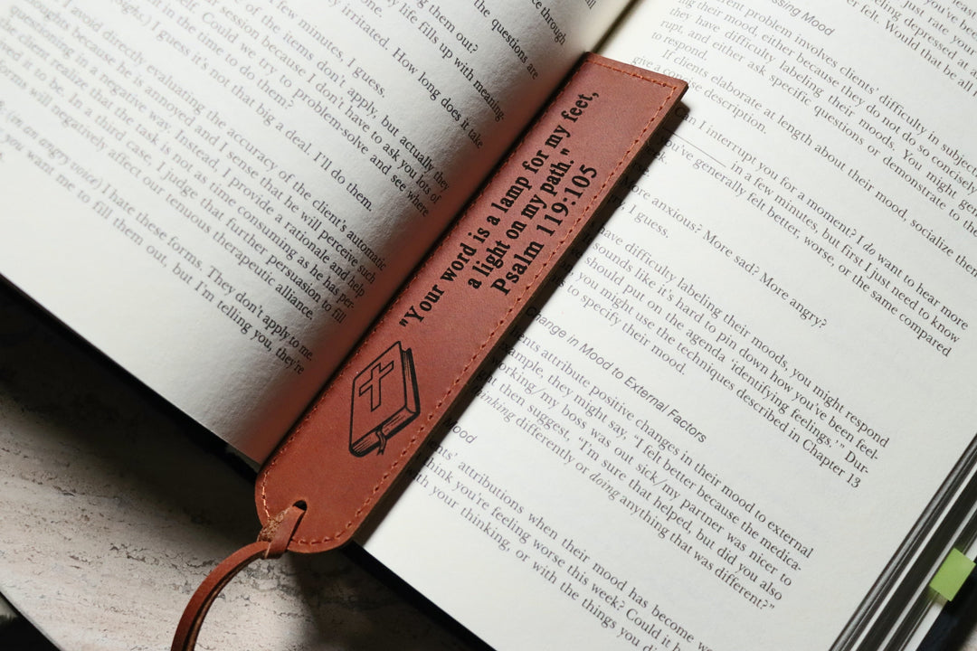 Leather Bookmark with School Logo