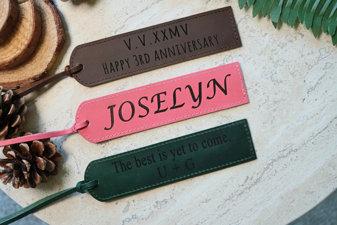 Leather Bookmark Personalized - Green Color