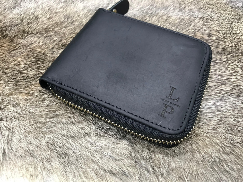 Leather Zipper Wallet for Men , Real Leather, Same Day Shipping, Free Shipping US- on Lucasgift