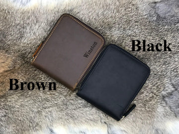 Leather Zipper Wallet for Men , Real Leather, Same Day Shipping, Free Shipping US-Lucasgift