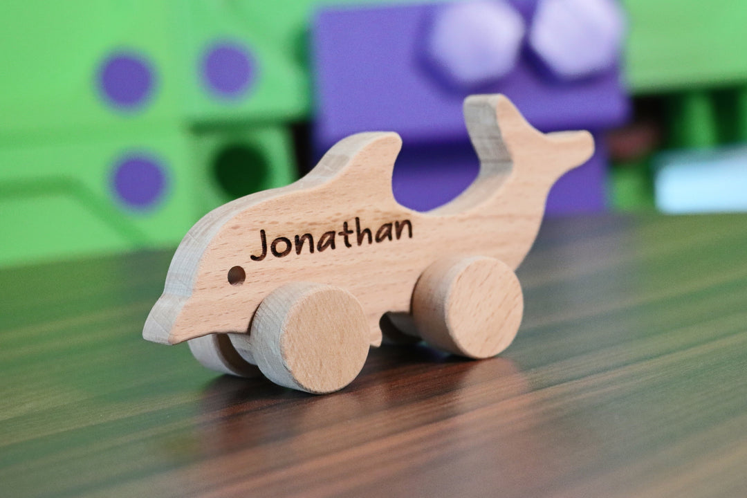 Wooden Toy Car - Dolphin - Personalized - Handmade Montessori Toy-Lucasgift