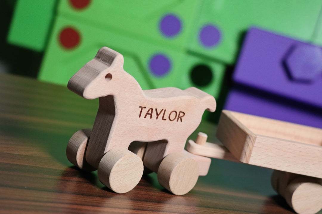 Wooden Toy Car - Horse - Personalized - Handmade Montessori Toy-Lucasgift