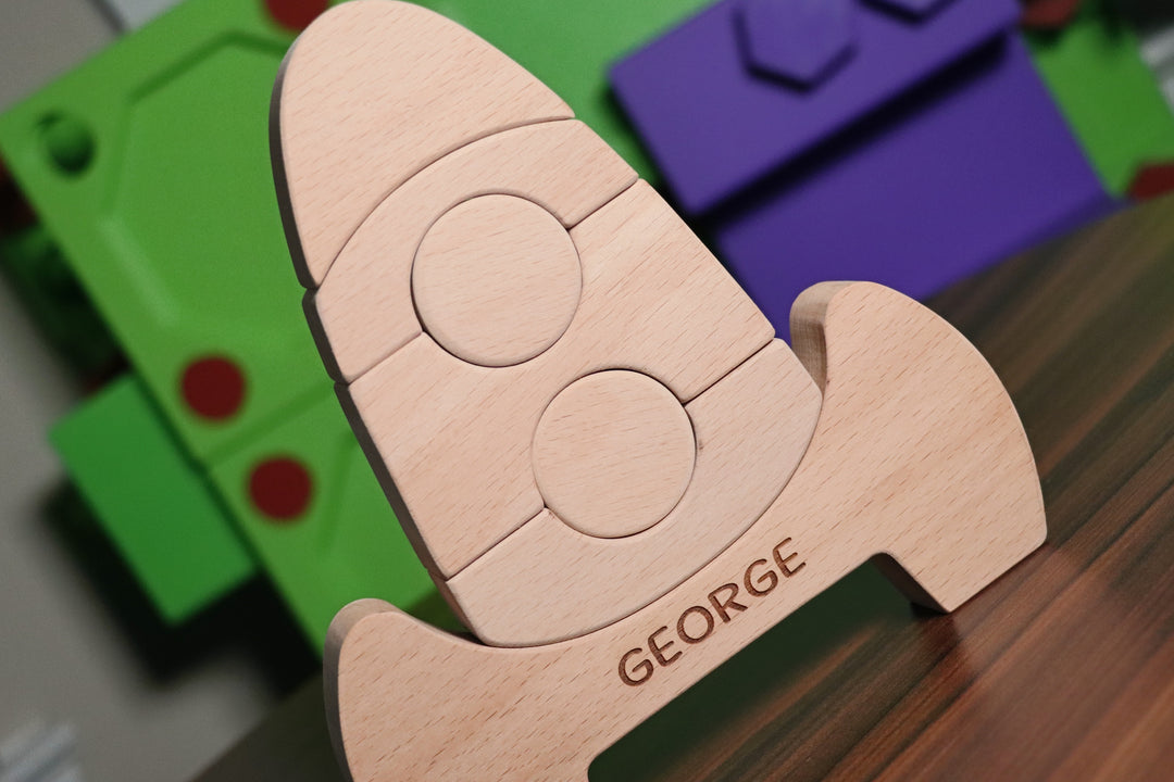 Wooden Stackable Toy - Rocket - Personalized - Handmade Montessori Toy-Lucasgift