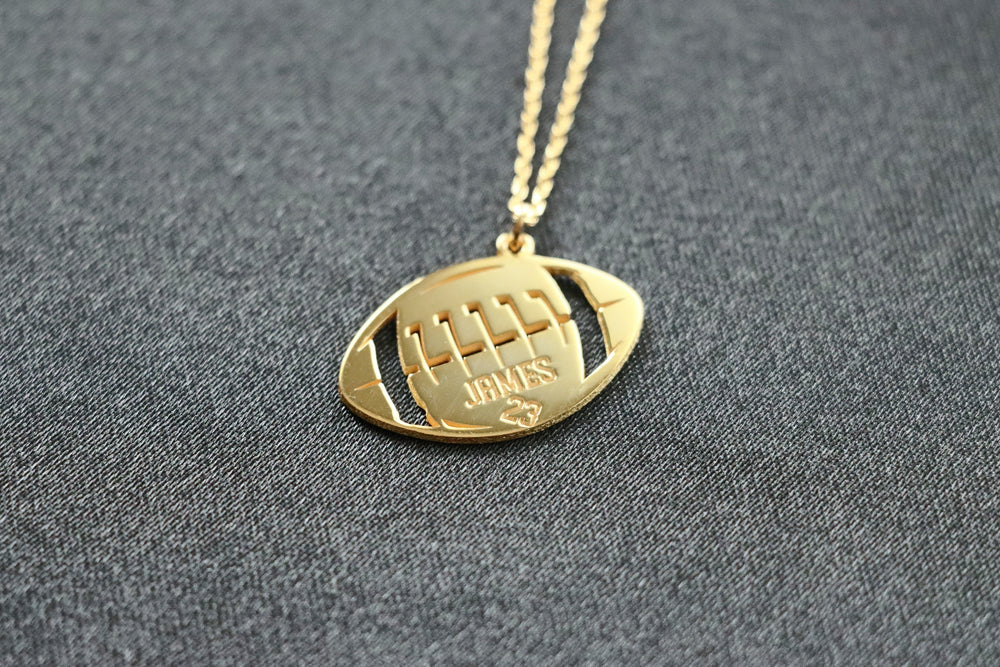Football Necklace, Personalized Football Necklace, Football Lover Gift, Football Player Christmas Gift-Lucasgift