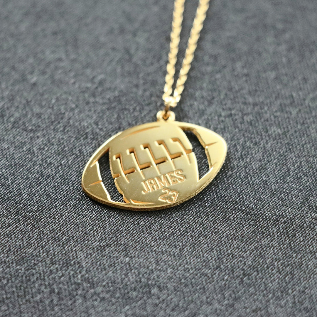 Football Necklace, Personalized Football Necklace, Football Lover Gift, Football Player Christmas Gift-Lucasgift