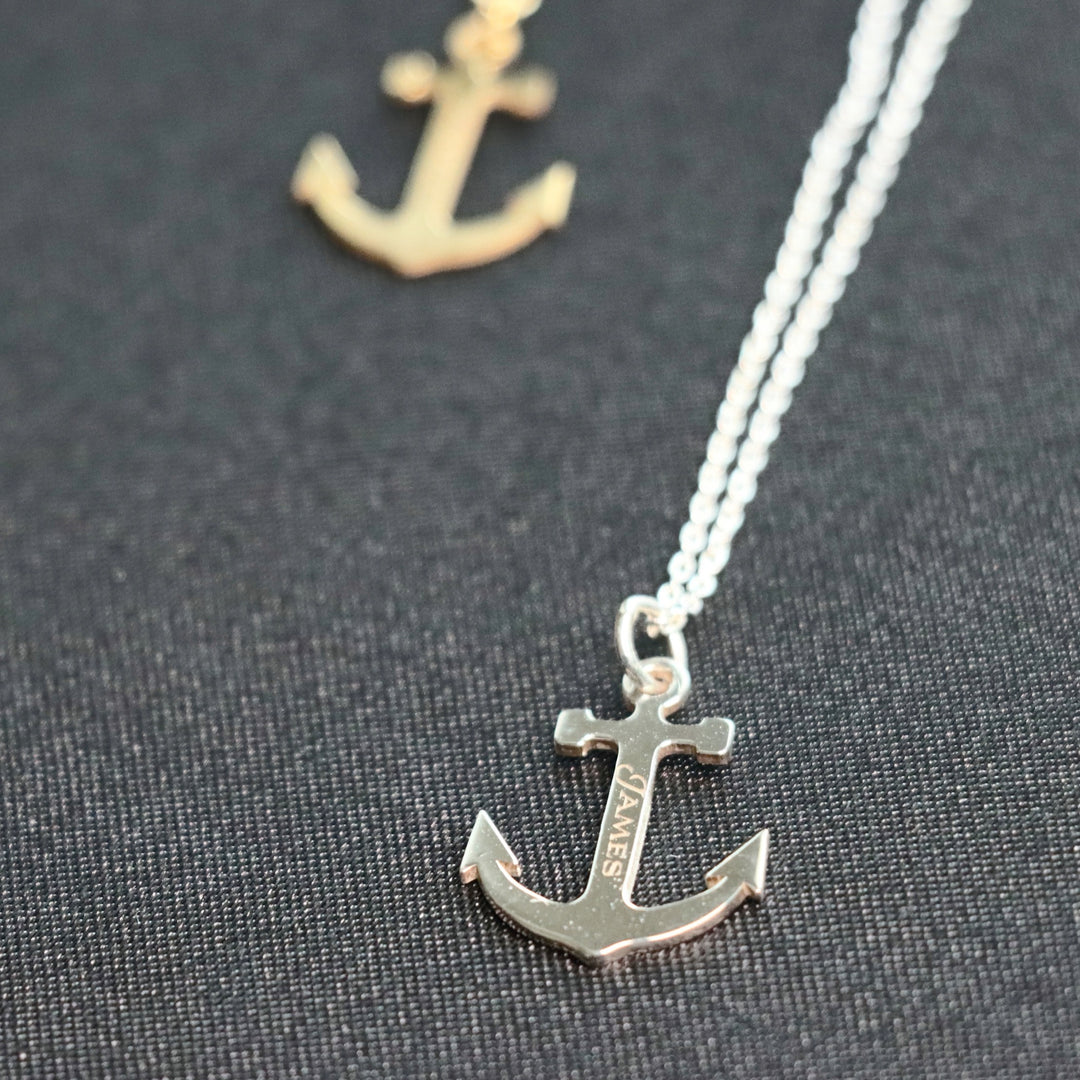 Anchor Name Necklace, Sterling Silver Custom Name Necklace, Anchor Jewelry, Personalized Necklaces, Nautical Necklace, Sailor Necklace-Lucasgift