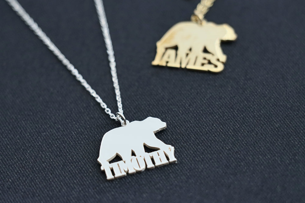 Bear Necklace in Sterling Silver, Husband Jewelry, Personalized Necklace for Men, Animal Charm, Bear Pendant, Animal Lover Gift, Elegant Bear Jewelry,Gift For Him-Lucasgift