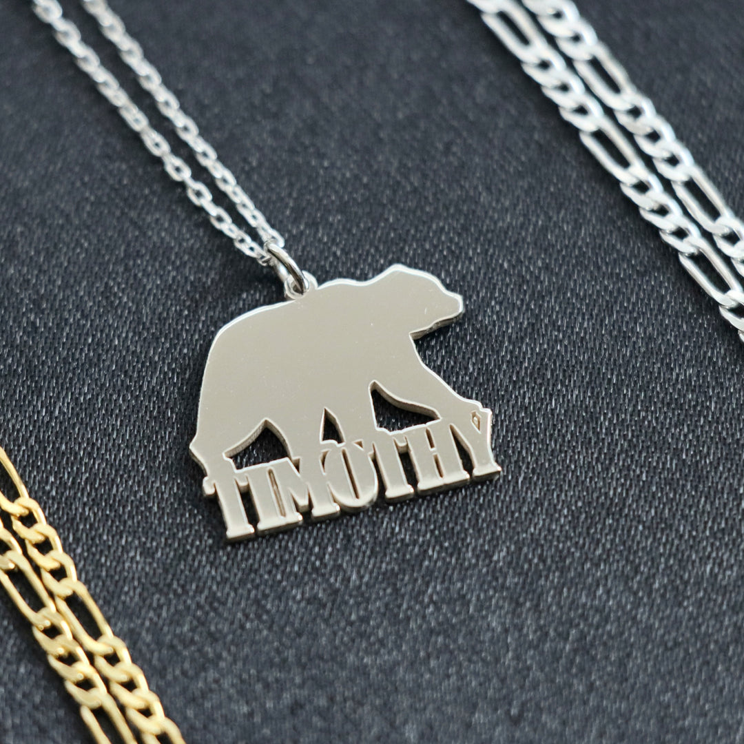 Bear Necklace in Sterling Silver, Husband Jewelry, Personalized Necklace for Men, Animal Charm, Bear Pendant, Animal Lover Gift, Elegant Bear Jewelry,Gift For Him-Lucasgift
