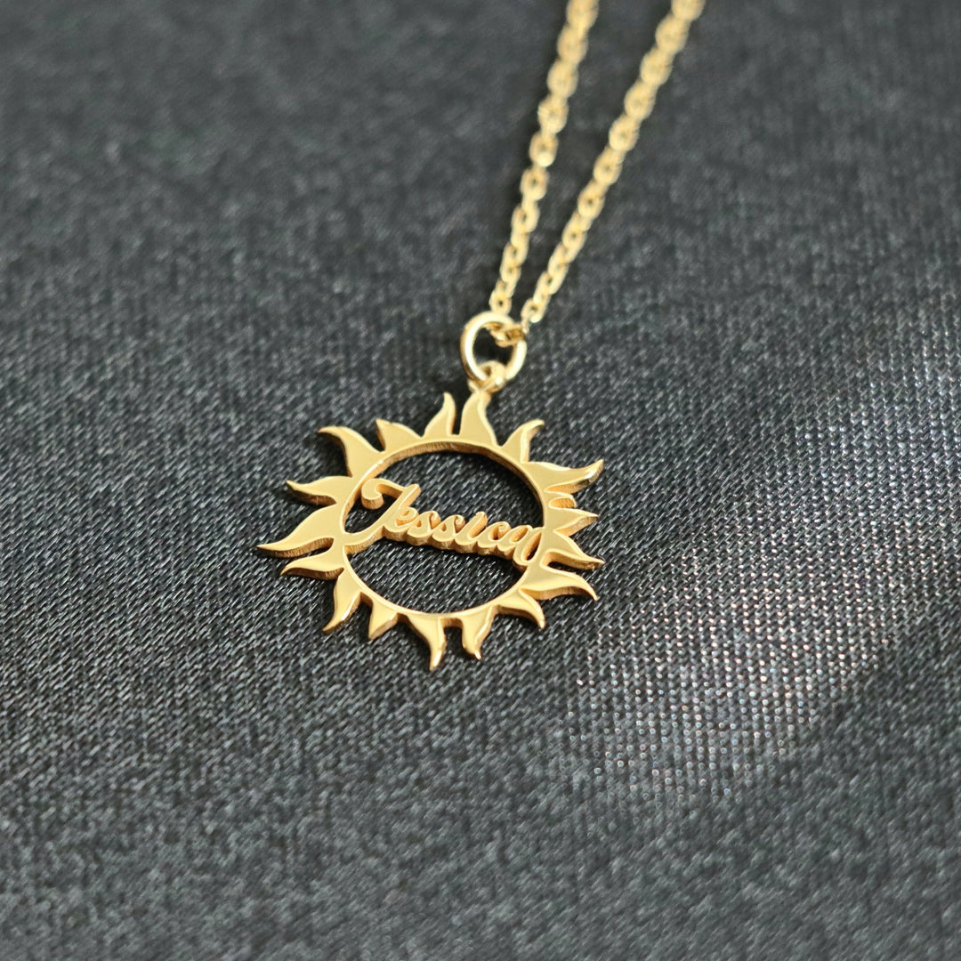 Sun Necklace - Minimalist Necklace, Name Necklace - Personalized Name Necklace - Gold Name Necklace - Mothers Day Gift, Perfect Gift for Her-Lucasgift