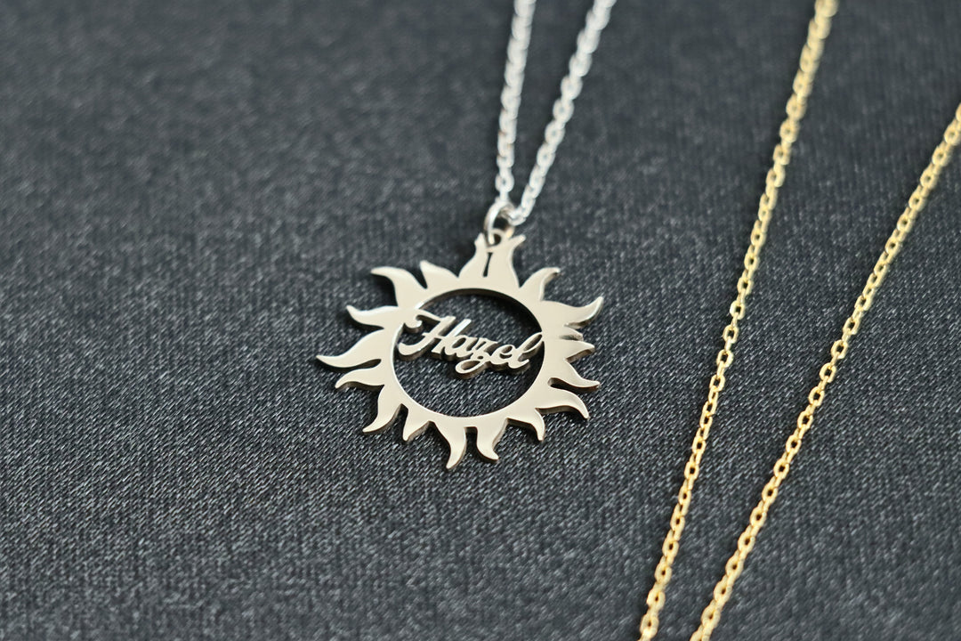 Sun Necklace - Minimalist Necklace, Name Necklace - Personalized Name Necklace - Gold Name Necklace - Mothers Day Gift, Perfect Gift for Her-Lucasgift
