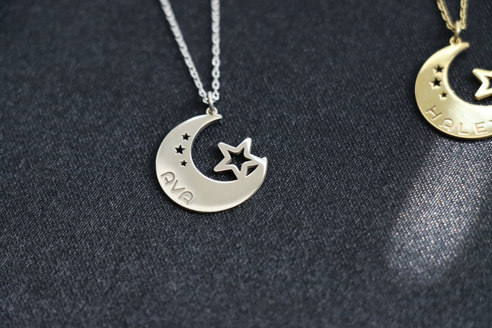 Moon Star Necklace, Crescent moon necklace for her, Unique gift for bestfriend, Birthday gift wife, Mother's Day Gift for Mom-Lucasgift