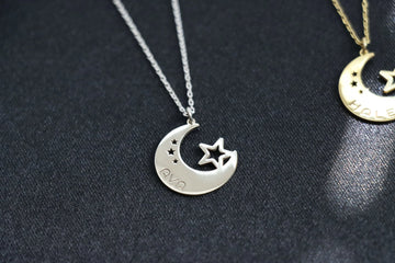 Moon Star Necklace, Crescent moon necklace for her, Unique gift for bestfriend, Birthday gift wife, Mother's Day Gift for Mom-Lucasgift