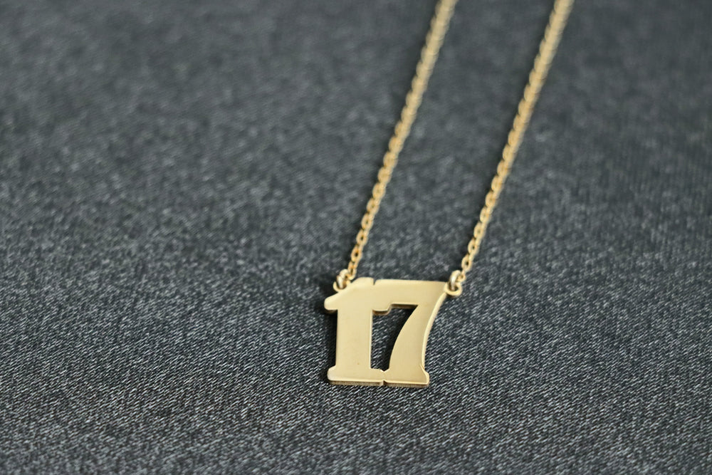 Number Necklace, Old English Number, Old English Letter Number Necklace, Old English Jewelry, Gothic Number Necklace, AGE NECKLACE-Lucasgift