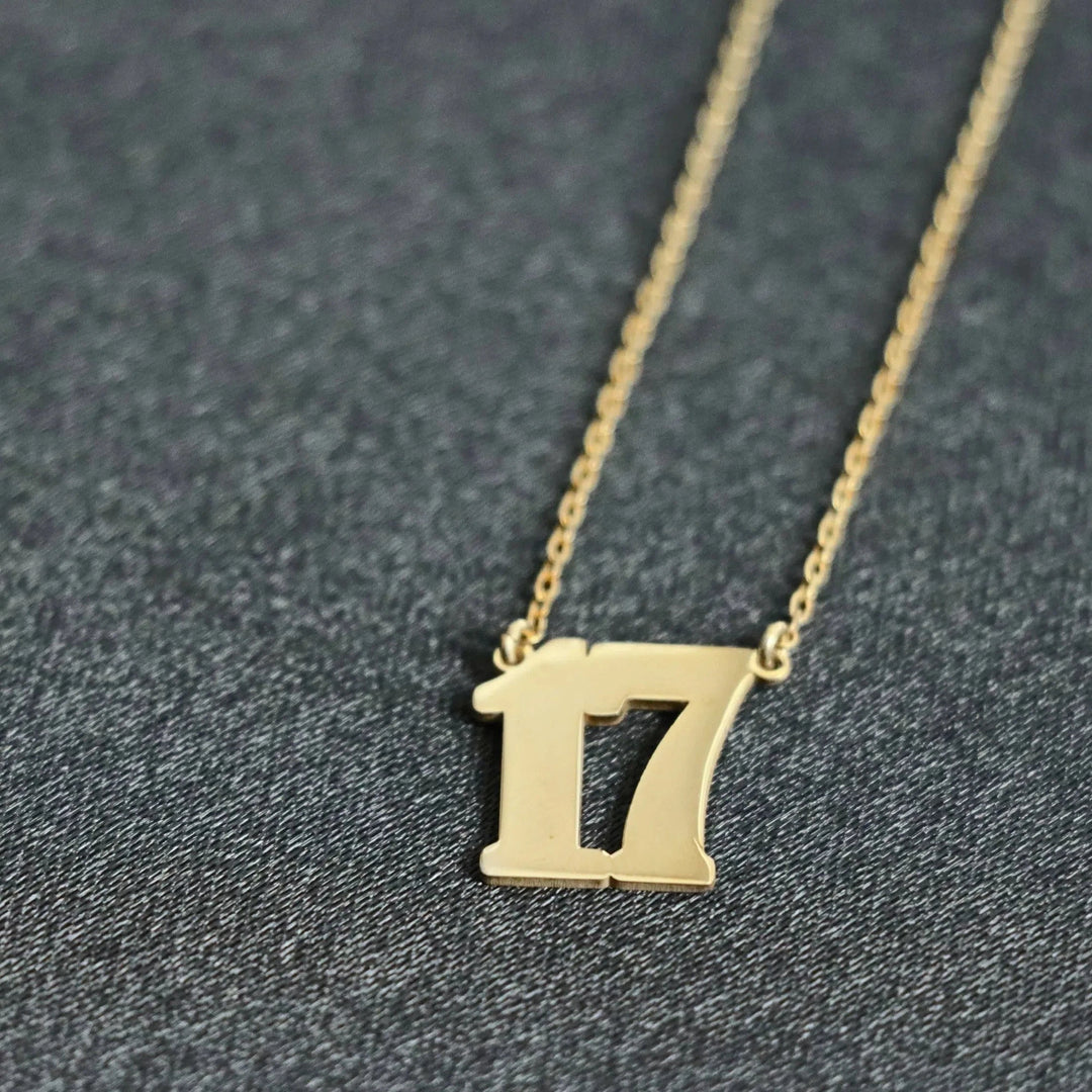 Number Necklace, Old English Number, Old English Letter Number Necklace, Old English Jewelry, Gothic Number Necklace, AGE NECKLACE-Lucasgift