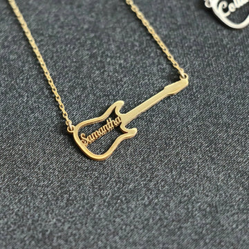 Guitar Symbol Name Necklace, Personalized Guitar Name Necklace, Instrument Guitar Necklace, Musical Instrument Necklace-Lucasgift