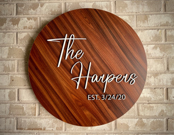 Personalized Wood Sign for Wedding, Front Door, and Events