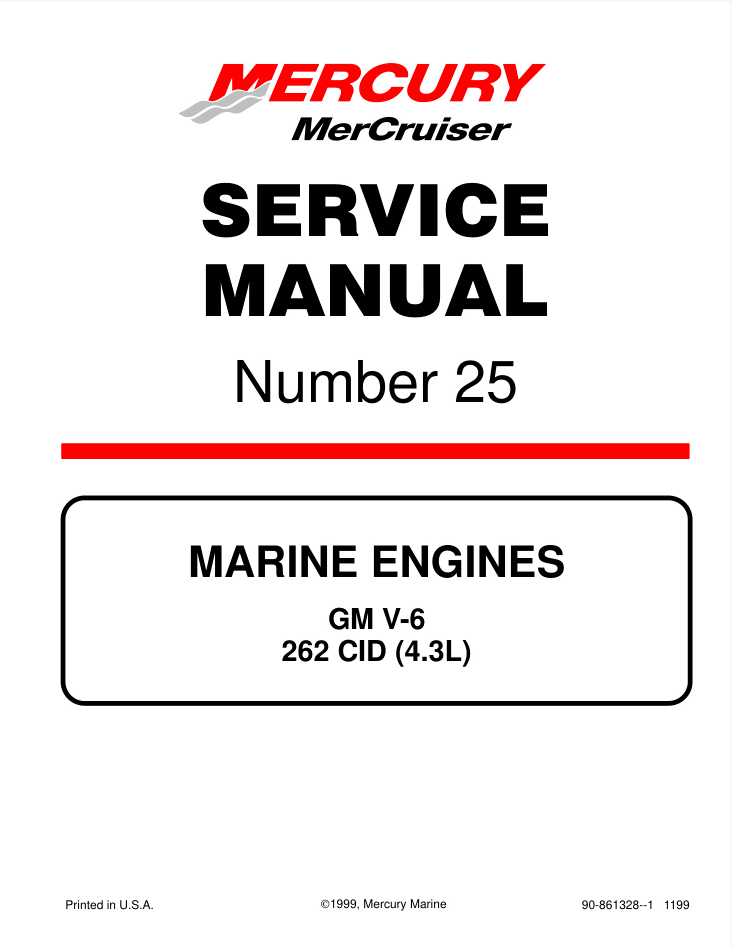 Mercury Mercruiser GM V6 4.3L MCM 262 C.I. Motor Boat Service Manual- on Lucasgift