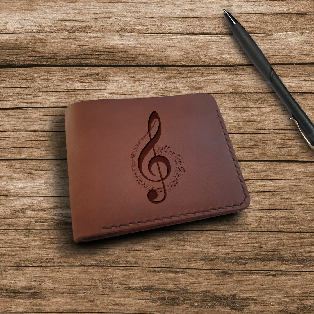 Musician Gifts. Music Student Gift. Piano Gift Music Teacher Gift. Personalized Wallet. Engraved Custom Leather Slim Bifold Wallets for Men.- on Lucasgift