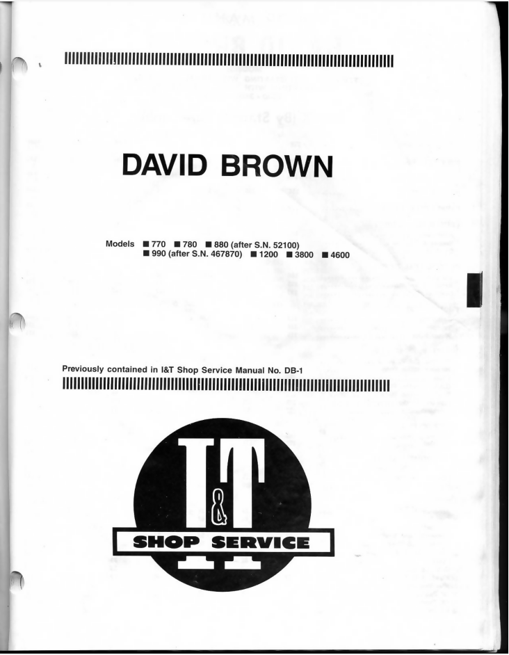 David Brown 770, 780, 880, 990, 1200, 3800 & 4600 WORKSHOP MANUAL- on Lucasgift