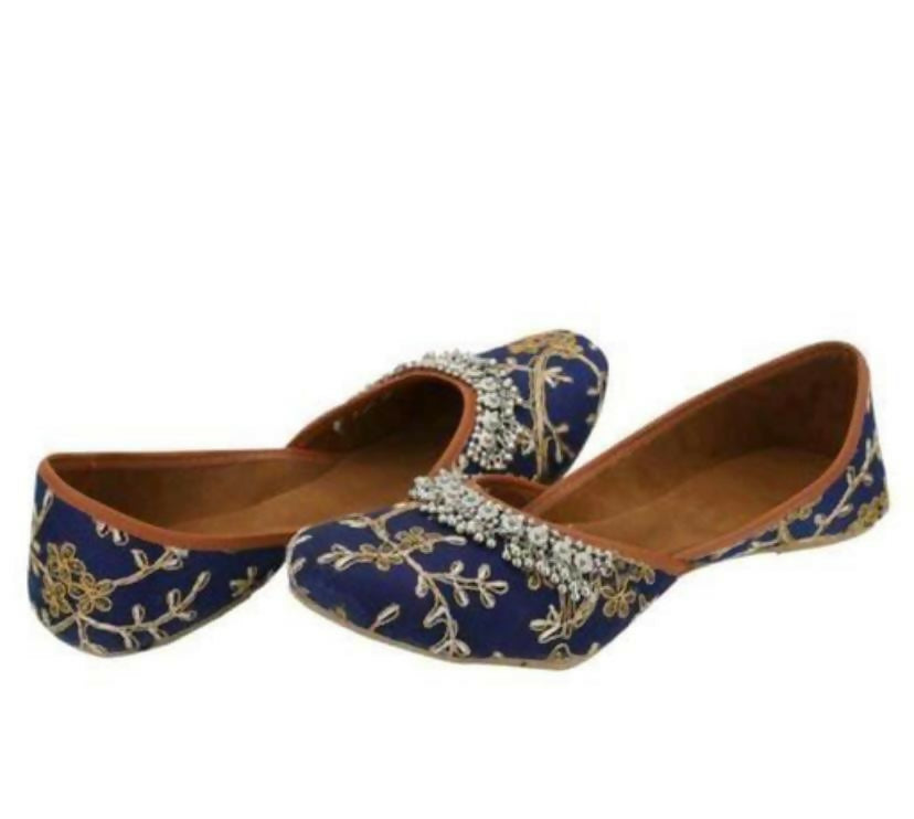 Handmade Blue Ghungroo Jutti: Punjabi Khussa Shoes- on Lucasgift