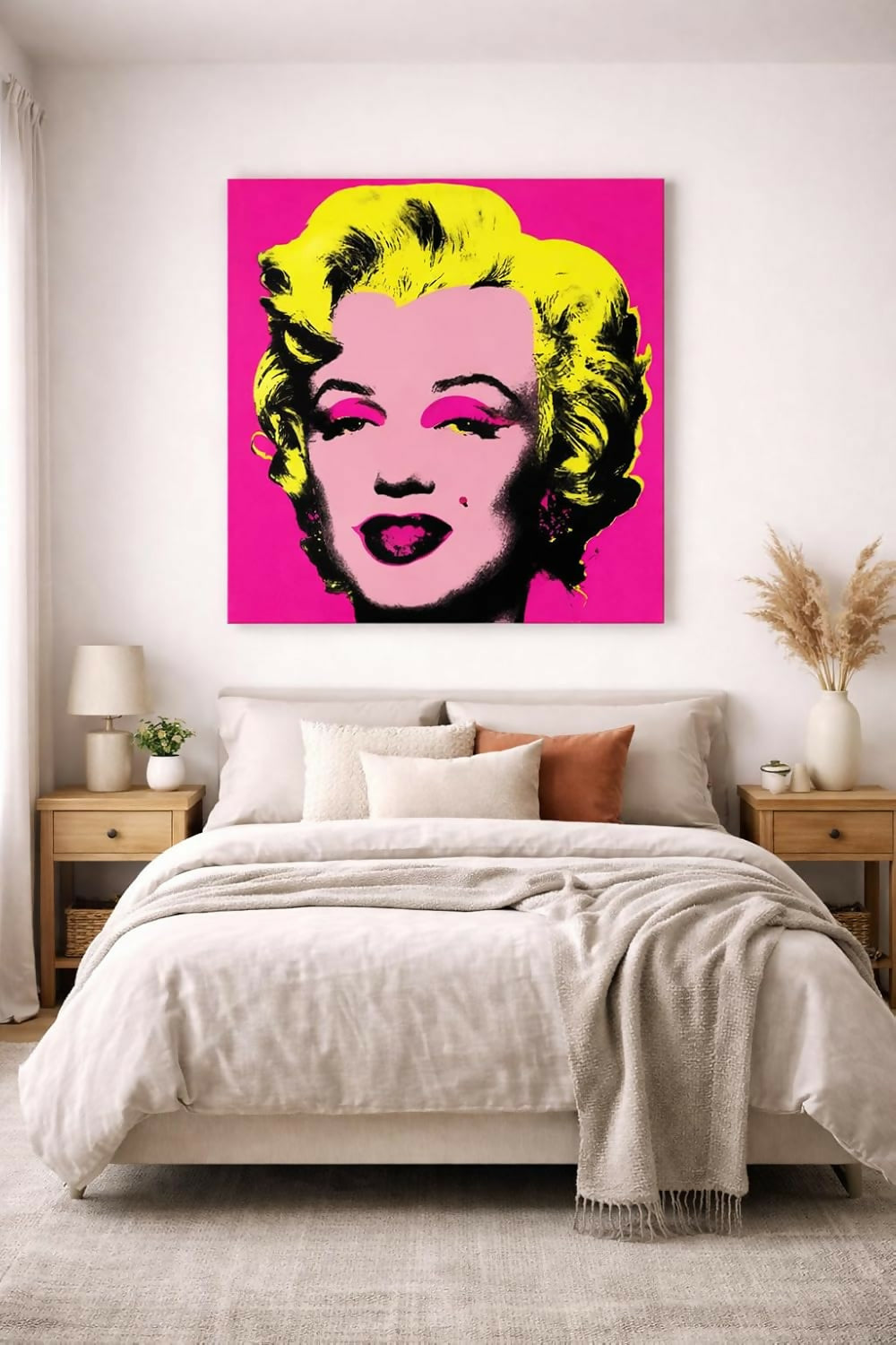 Modern Abstract Rolled Poster Wall Art Print - Andy Warhol Marilyn Monroe 111 - 40x40 Inch | Iconic Pop Art Silkscreen Portrait in Pink & Yellow, Postwar Contemporary Decor for Media Lounge, Studio Apartment, Creative Office & Gallery Wall- on Lucasgift