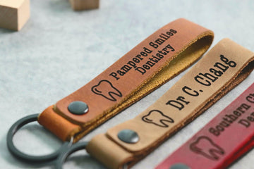 SLIM DENTIST Personalized Keychain, Dentist Keyring, Dental Clinic Key tag, Name Tag, Cute Leather Keychain, Dentist Staff Keychain- on Lucasgift