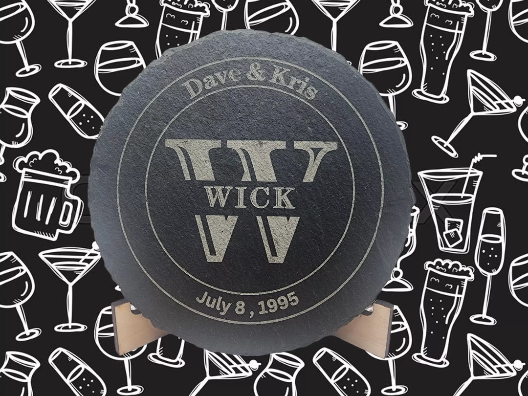 Personalized Stone Coasters, Wedding Gifts, Custom Slate Coasters, Monogrammed Housewarming Gift, Drink Coaster, Table Coaster, Gift for Dad- on Lucasgift