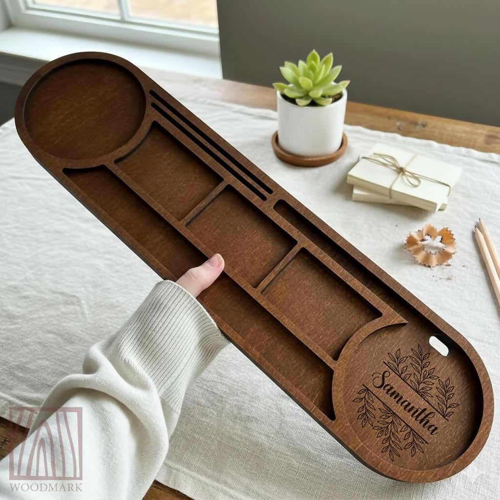 Personalized Wooden Desk Organizer, Custom Baltic Birch Office Docking Station- on Lucasgift