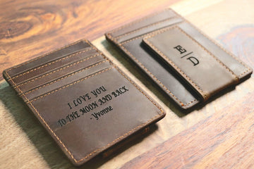 Front Pocket Slim Card Holder & Magnet Money Clip, Minimalist Leather Wallet With ID Window, Personalized Groomsman Favor, Promotional Gift- on Lucasgift